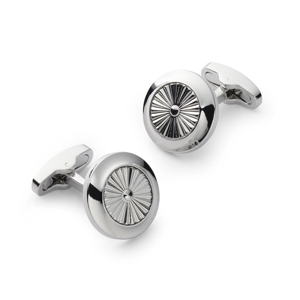 Benson & Clegg Turbine Cufflinks In Silver