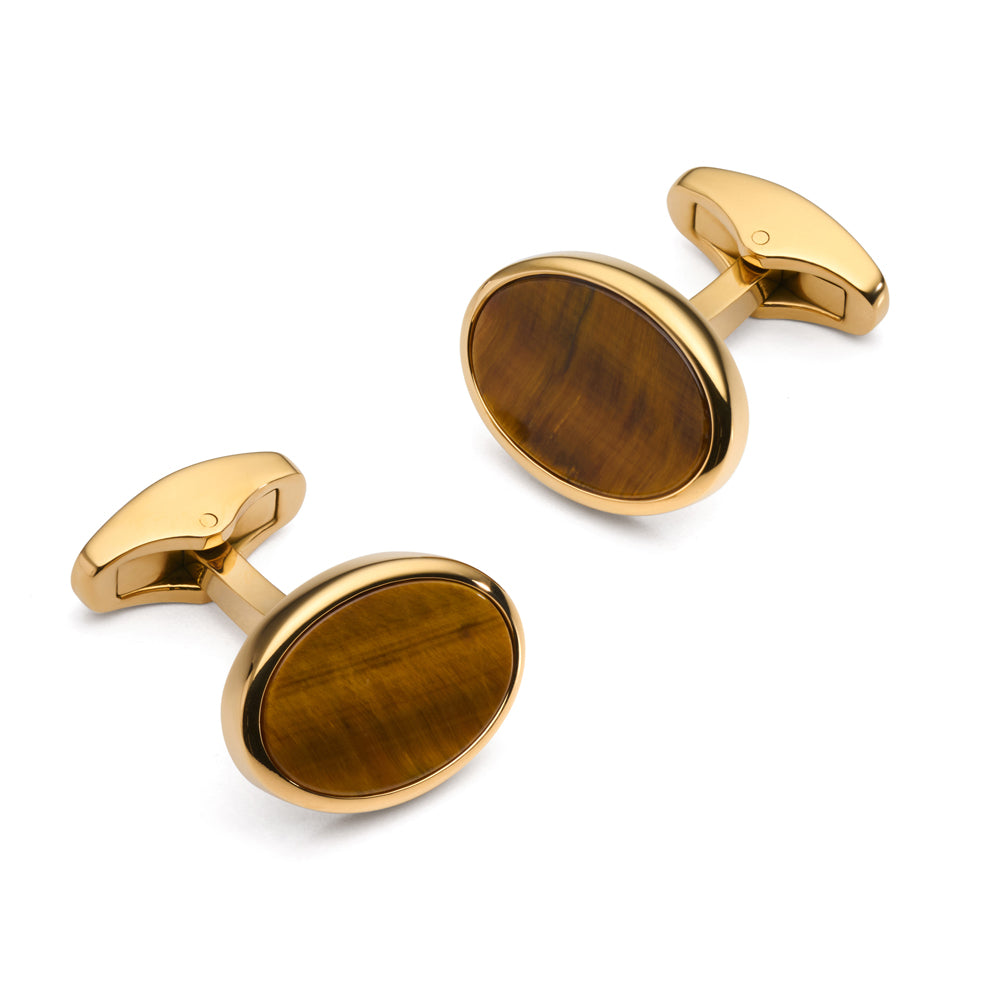 Benson & Clegg Tiger's Eye Cufflinks In Gold