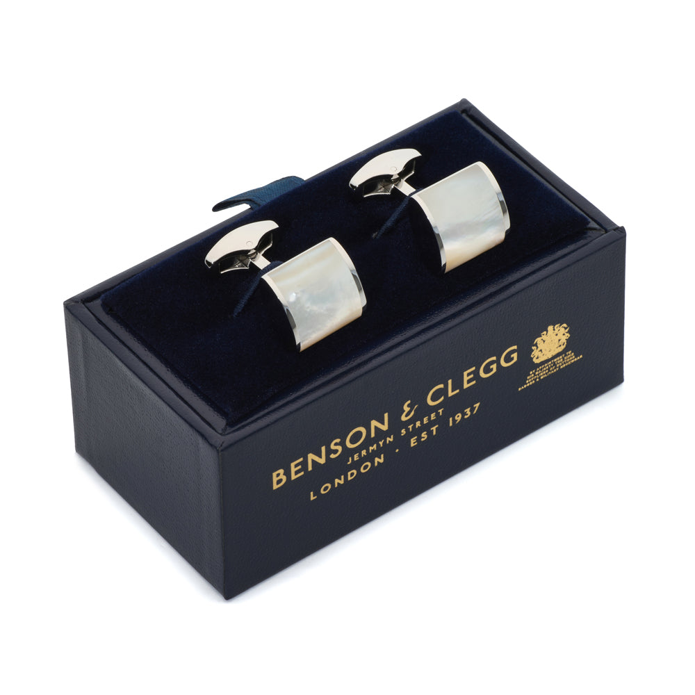 Benson & Clegg Neo Mother Of Pearl Cufflinks In Silver