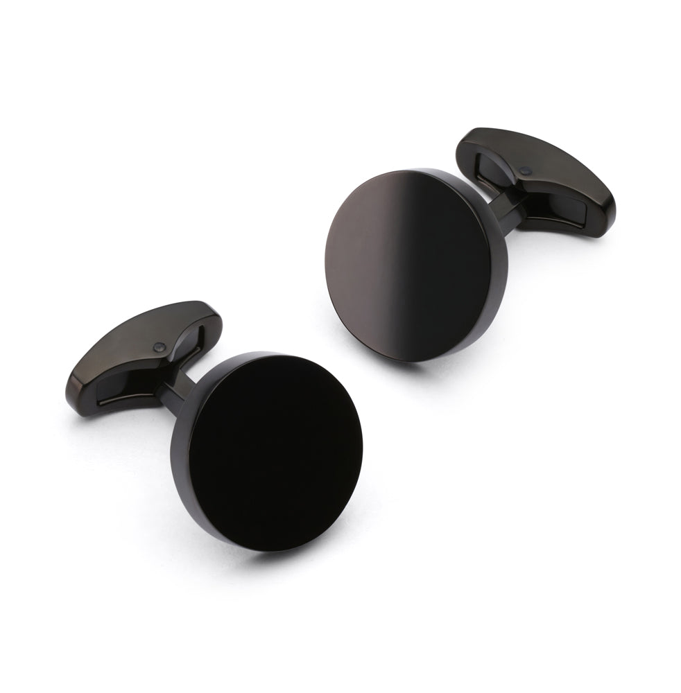 Benson & Clegg Round Cufflinks In Black