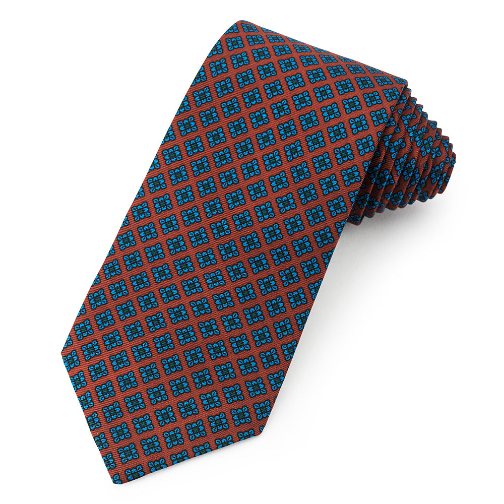 Floral Ancient Madder Silk Tie In Brown