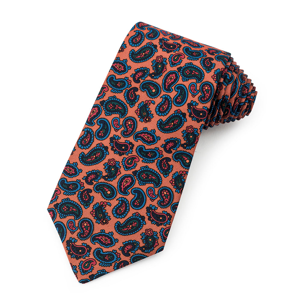Paisley Ancient Madder Silk Tie In Mustard