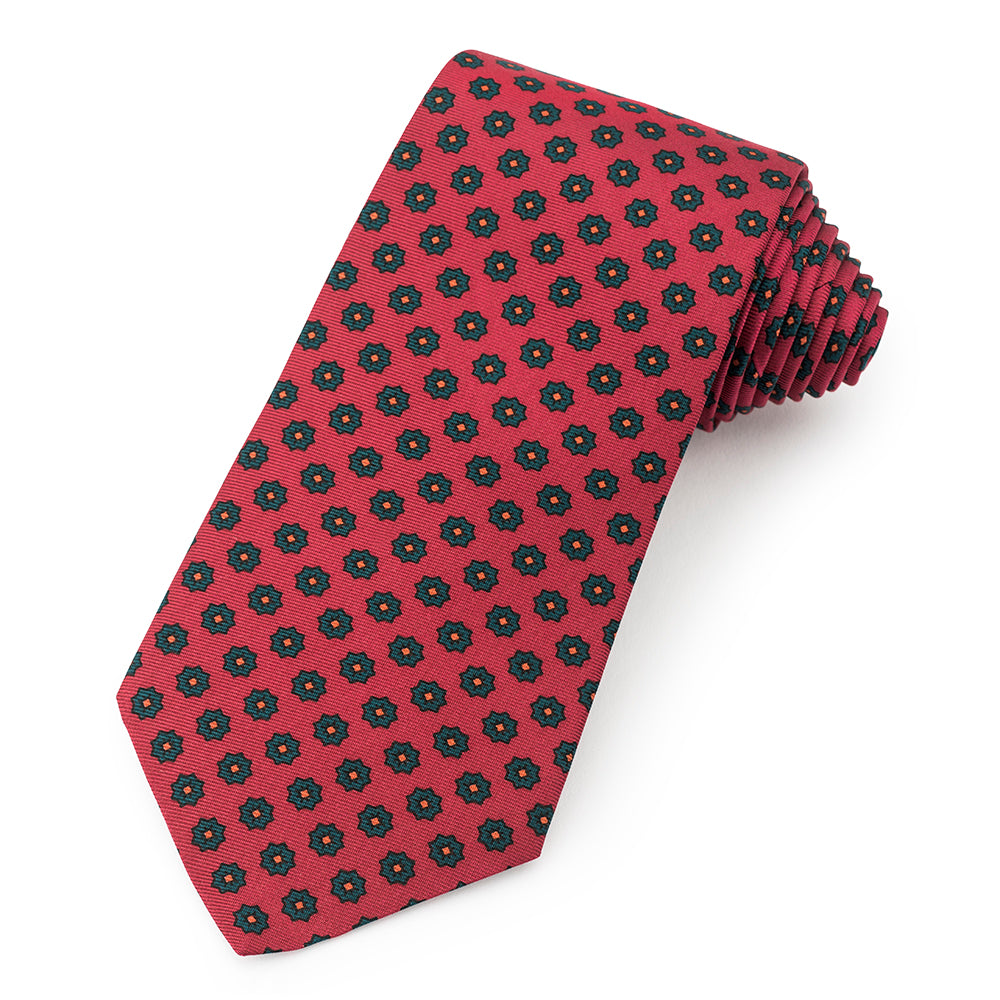 Star Ancient Madder Silk Tie In Red