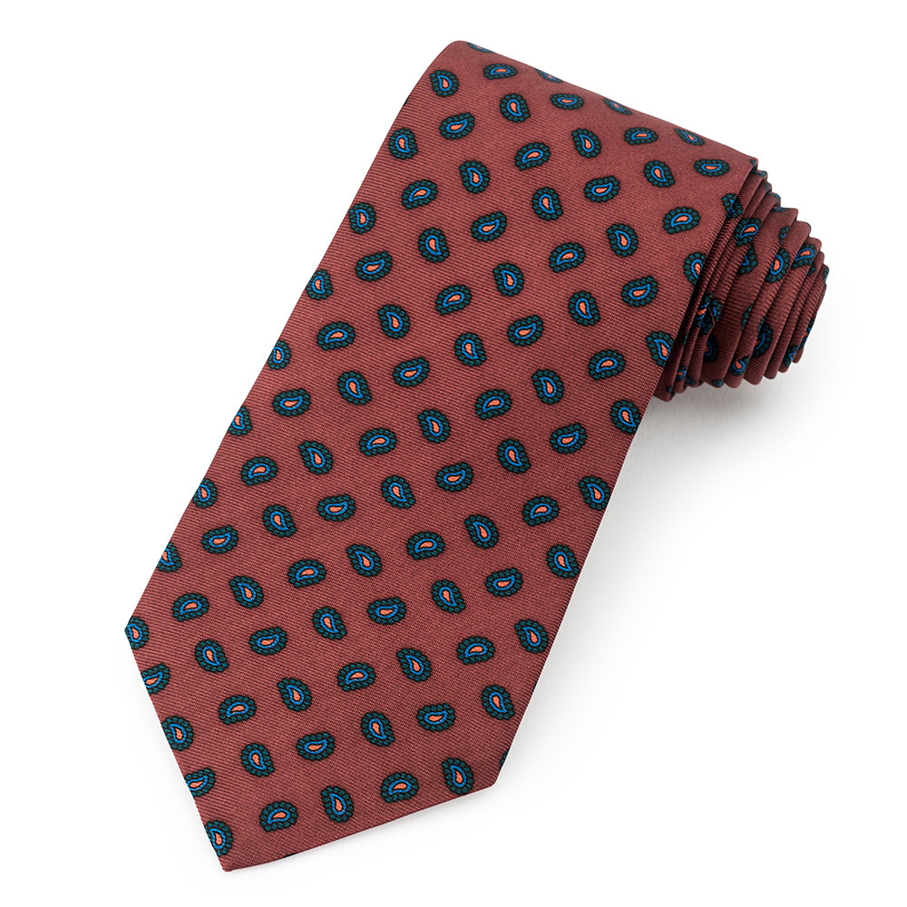 Teardrop Ancient Madder Silk Tie In Brown