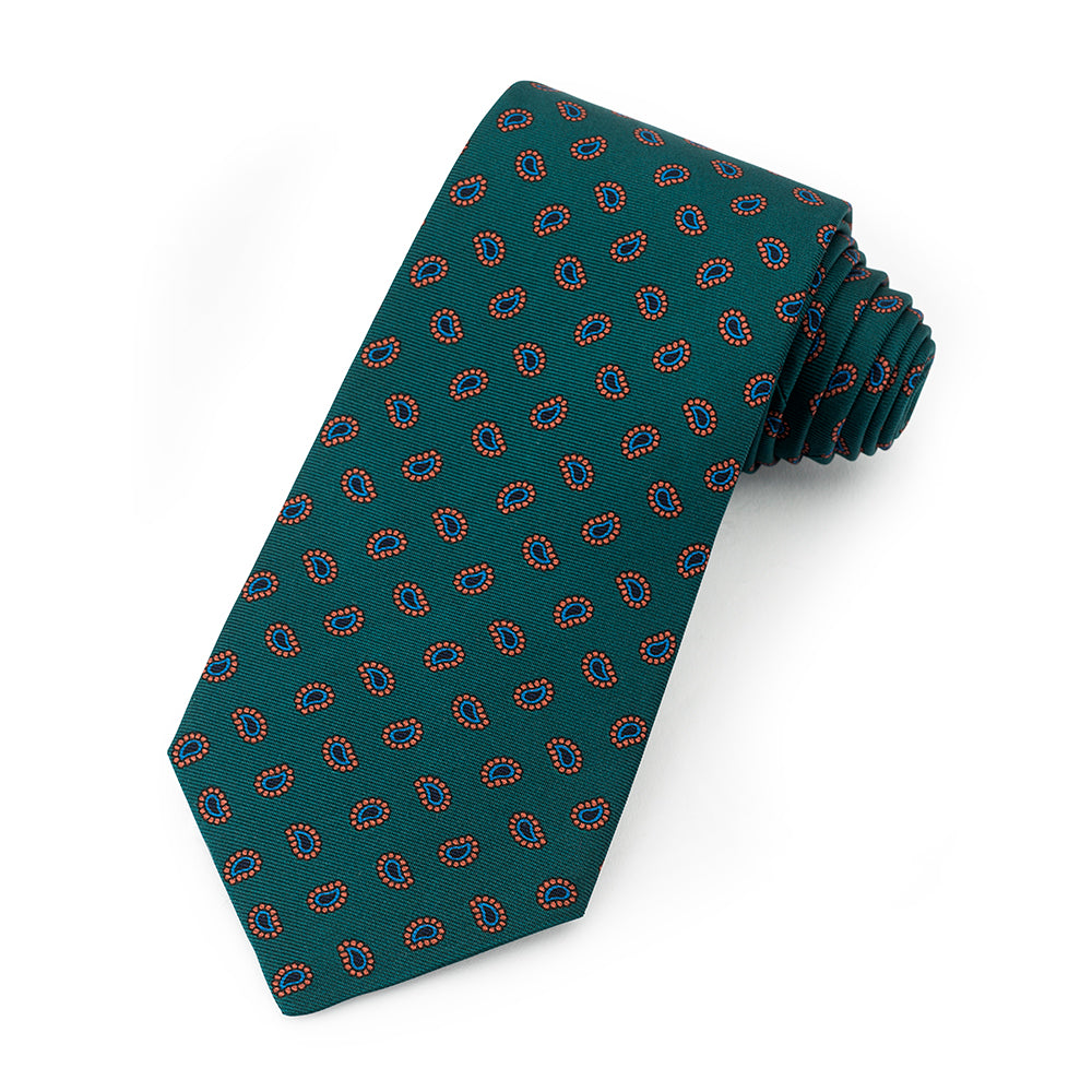 Teardrop Ancient Madder Silk Tie In Green