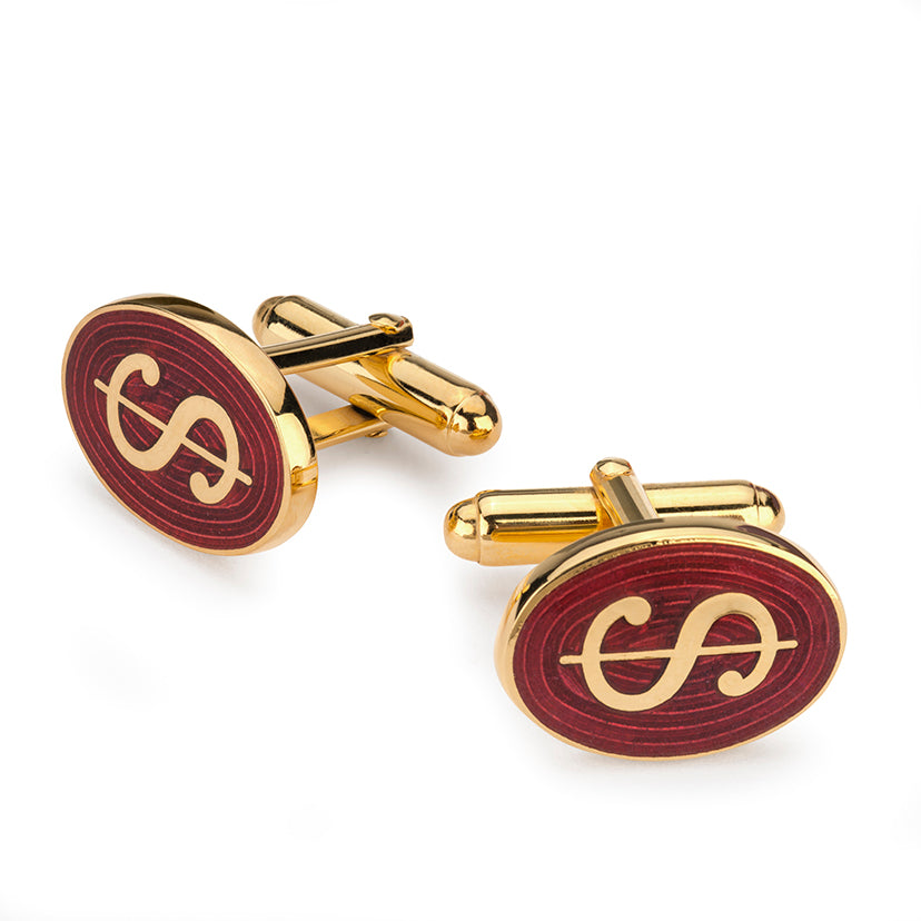 Dollar Cufflinks In Red Enamel Cufflinks Benson & Clegg 