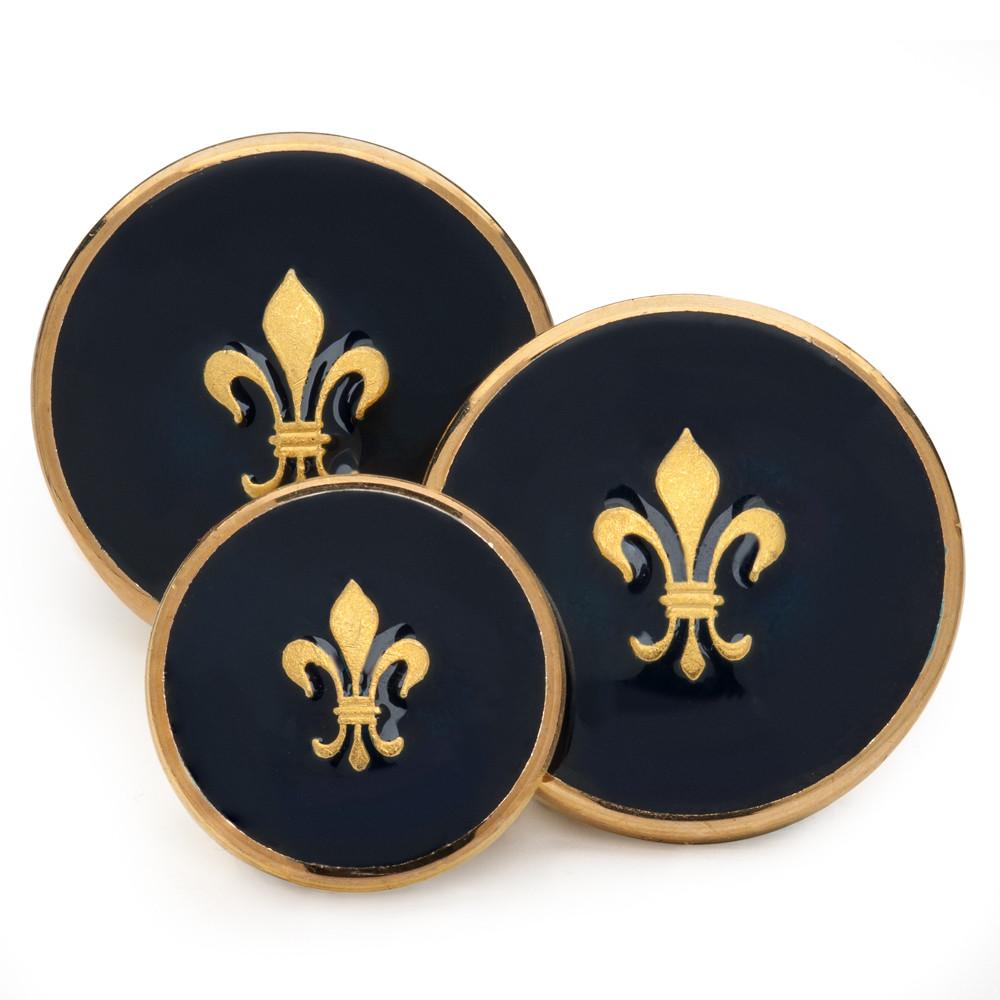 Fleur De Lys (Blue Enamel) Blazer Button Set (Single Breasted) Blazer Buttons Not specified 