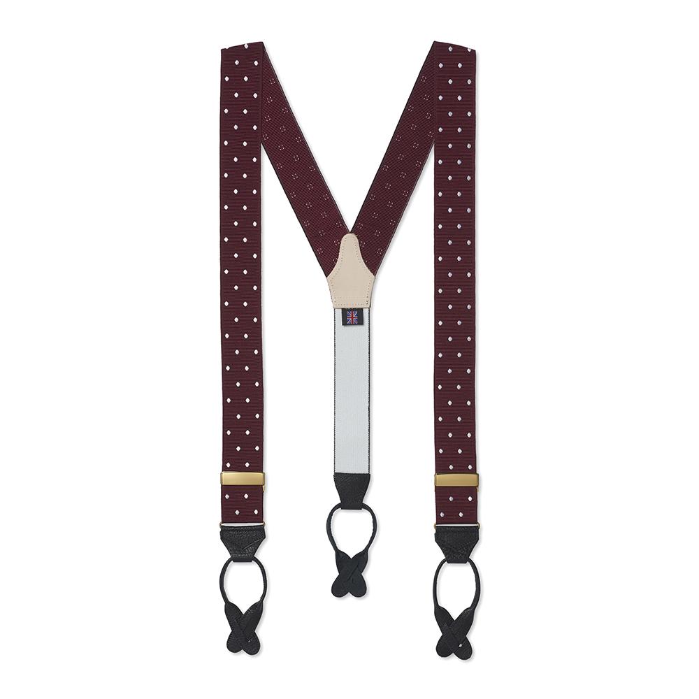 Wine & White Spot Moire Braces Accessories Not specified 