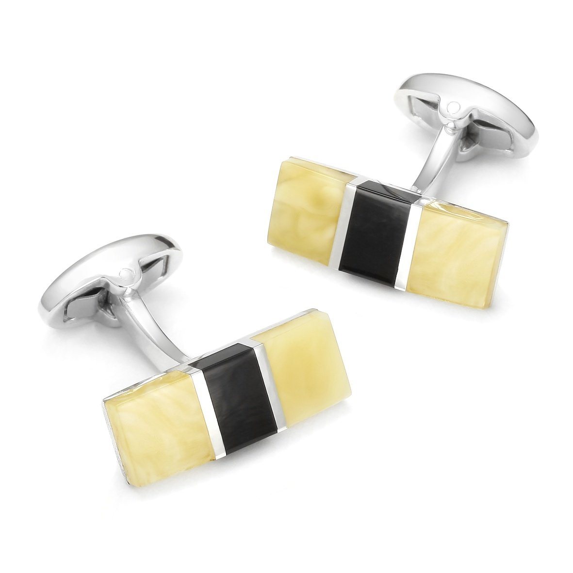 Baltic Amber With Jet Rectangle Cufflinks Cufflinks Benson And Clegg 