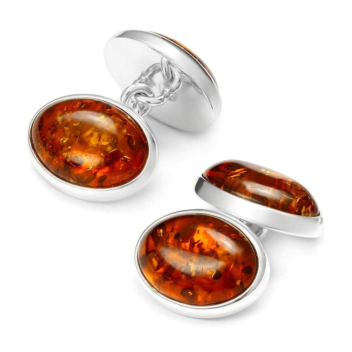 Baltic Amber Silver Chain Cufflinks Cufflinks Benson And Clegg 