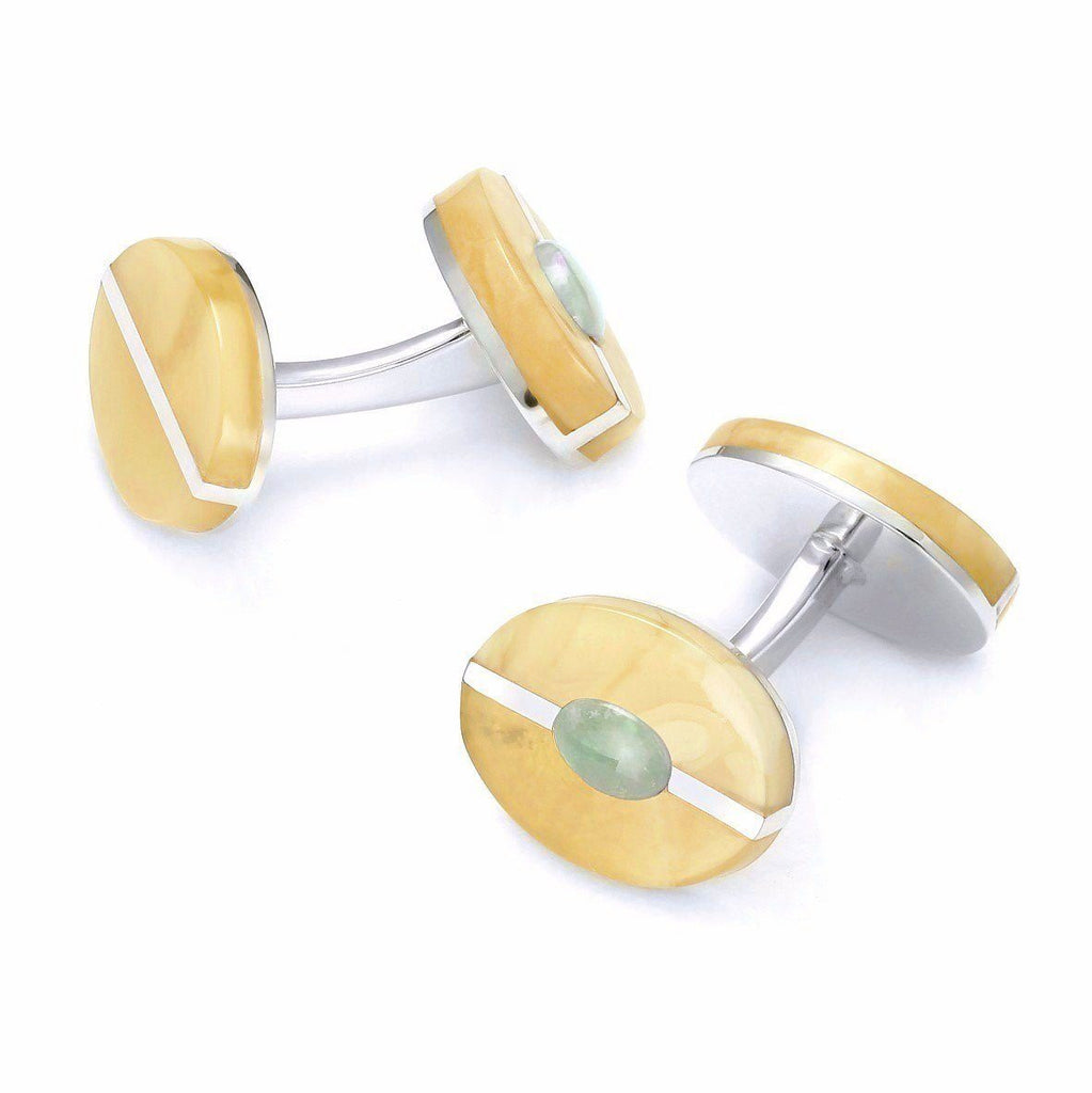 Baltic Amber With Opal Doublet Cufflinks Benson And Clegg 