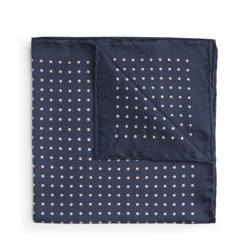 Navy With White Polka Dot Silk Pocket Square Accessories Not specified 