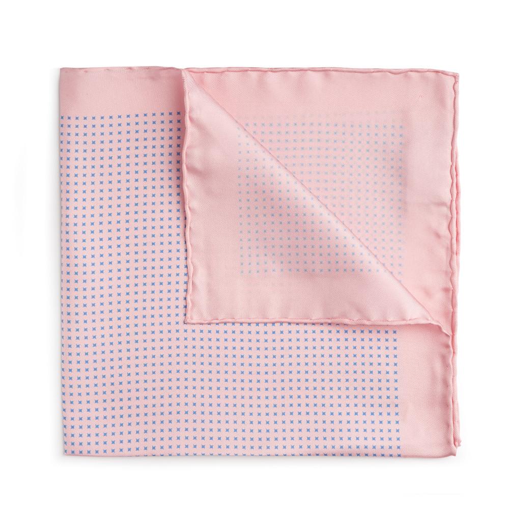 Pink With Blue Houndstooth Silk Pocket Square Accessories Not specified 