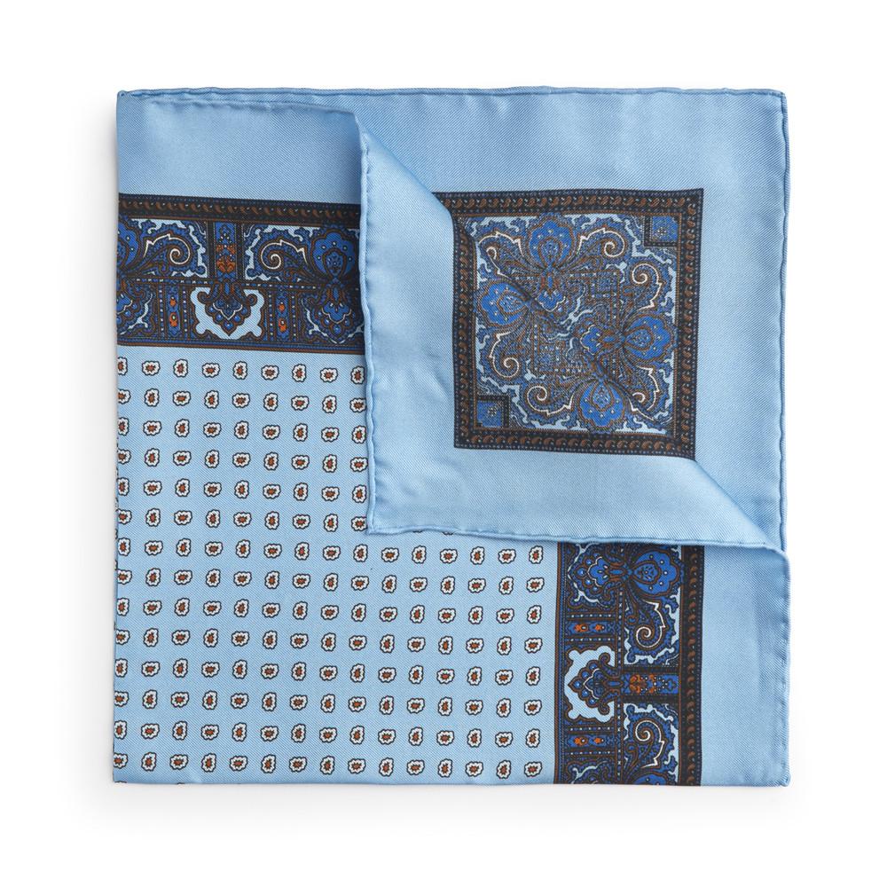 Sky Blue Paisley Silk Pocket Square Accessories Not specified 