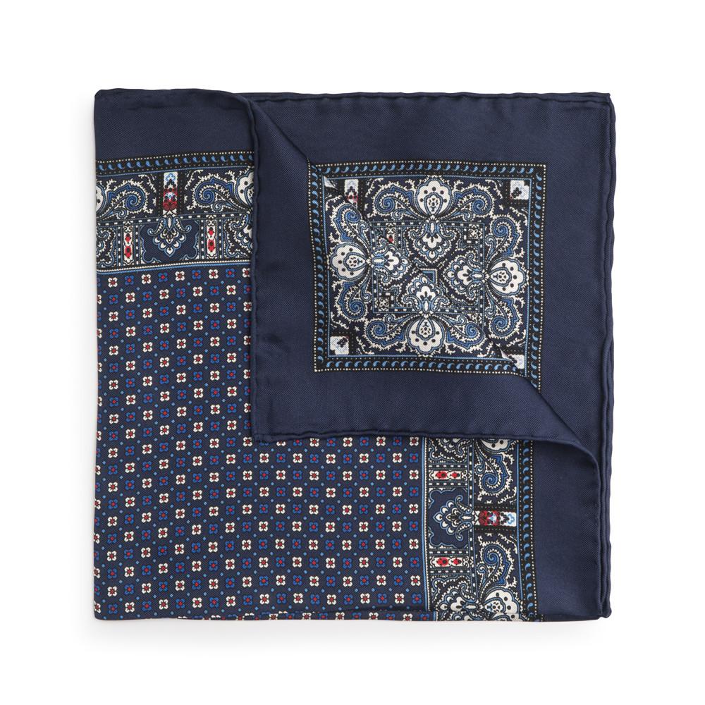 Navy Blue Design Silk Pocket Square Accessories Not specified 
