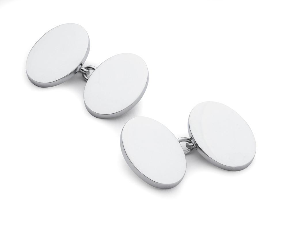 Chrome Plated Oval Chain Cufflinks Cufflinks Not specified 