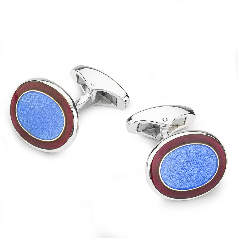 Oval Cloisonne Sterling Silver Cufflinks In Sky Blue Cufflinks Not specified 
