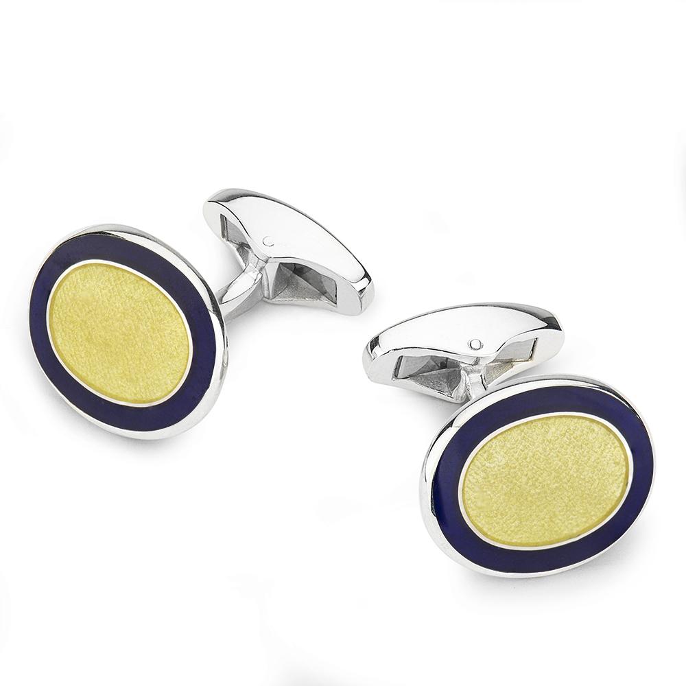 Oval Cloisonne Sterling Silver Cufflinks In Yellow Cufflinks Not specified 