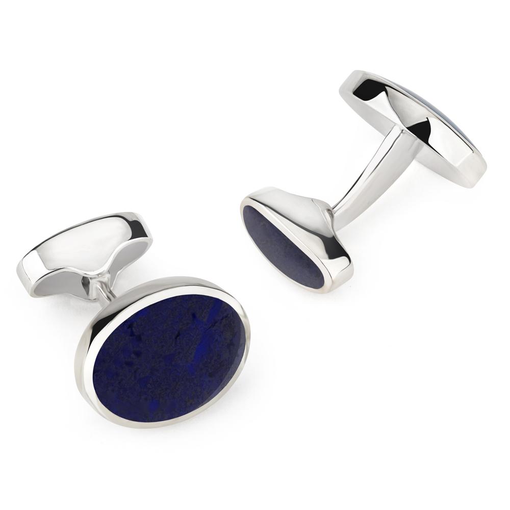 Sterling Silver Oval Cufflinks With Lapis Lazuli Cufflinks Not specified 