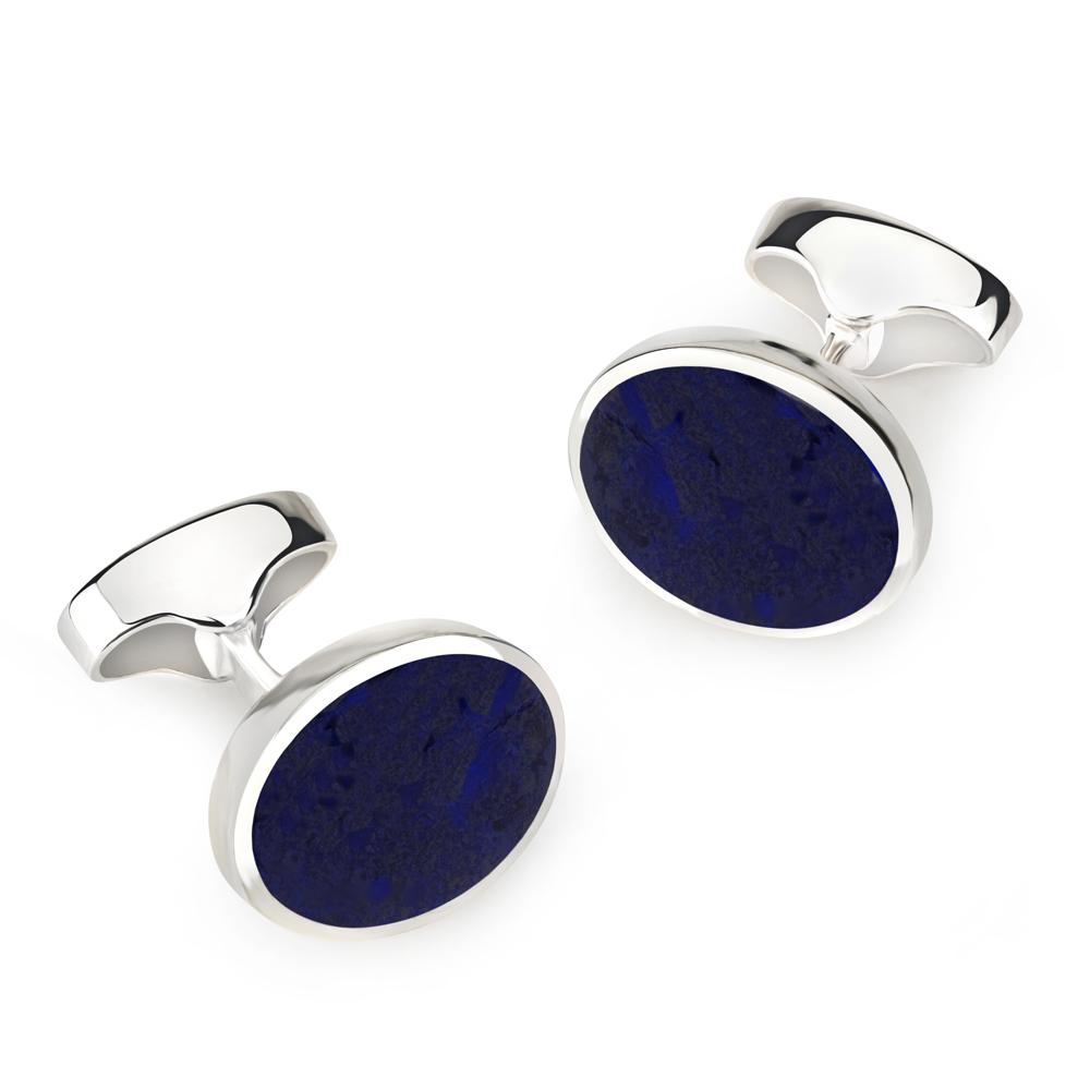 Sterling Silver Oval Cufflinks With Lapis Lazuli Cufflinks Not specified 