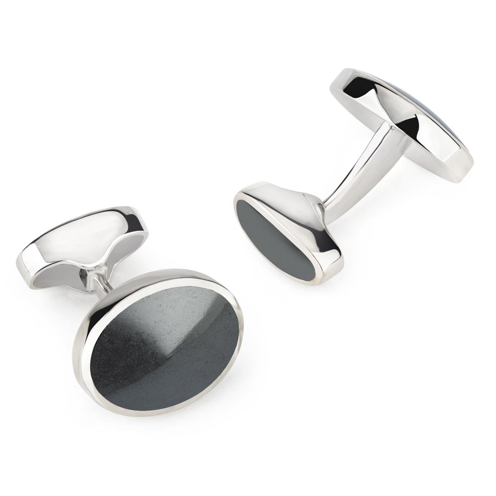 Sterling Silver Oval Cufflinks With Hematite Cufflinks Not specified 