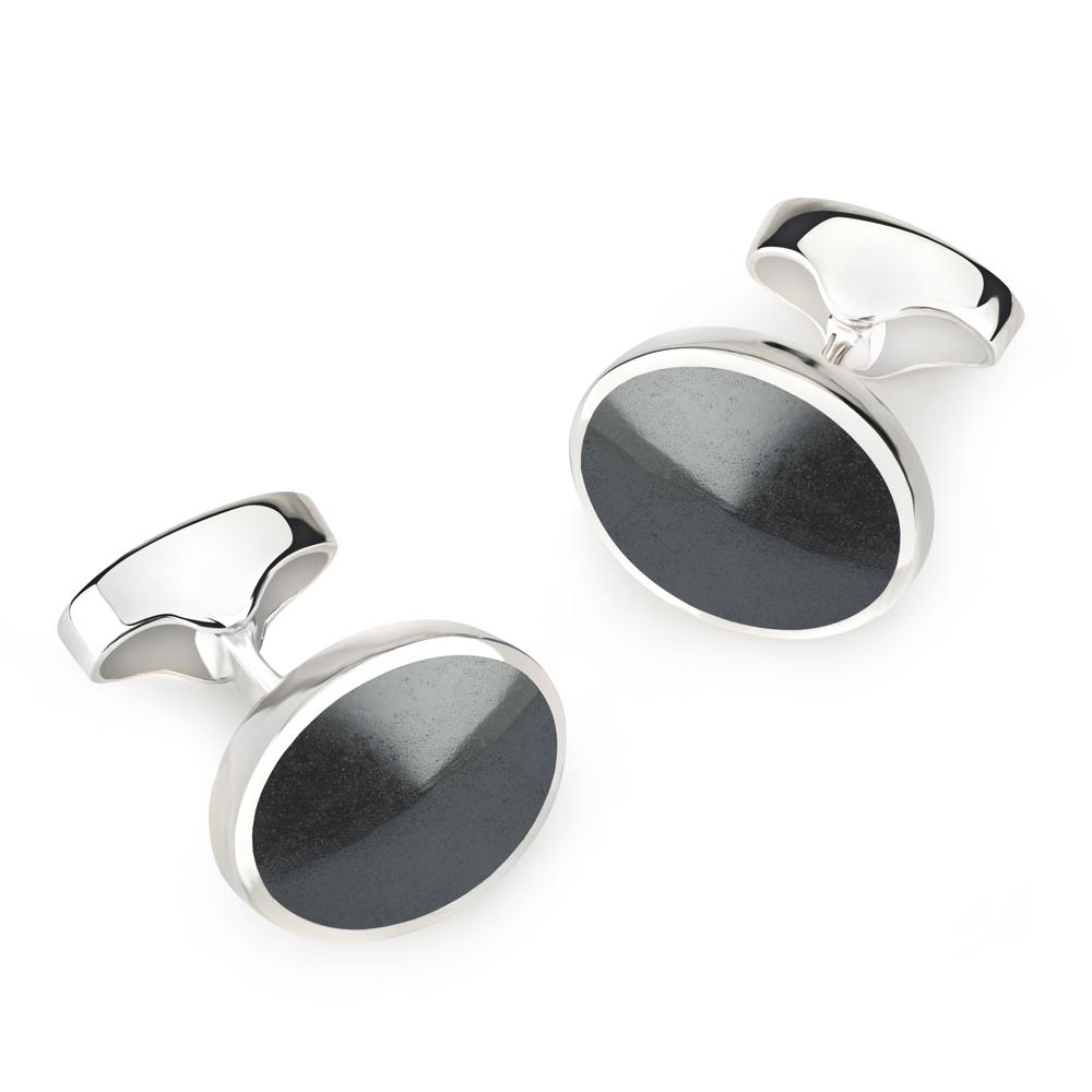 Sterling Silver Oval Cufflinks With Hematite Cufflinks Not specified 