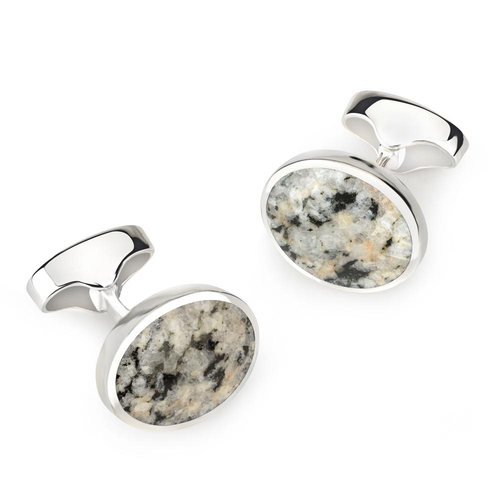 Sterling Silver Oval Cufflinks With Kemnay Stone Cufflinks Not specified 