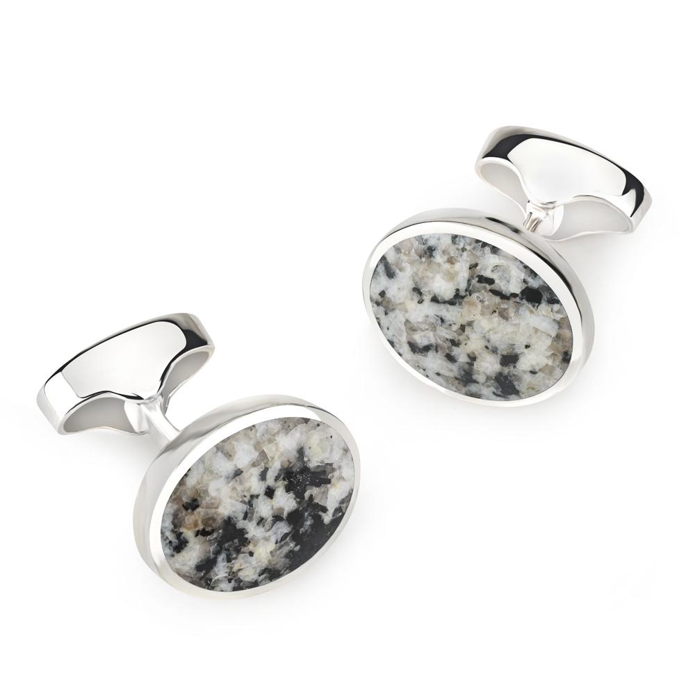 Sterling Silver Oval Cufflinks With Donegal Stone Cufflinks Not specified 