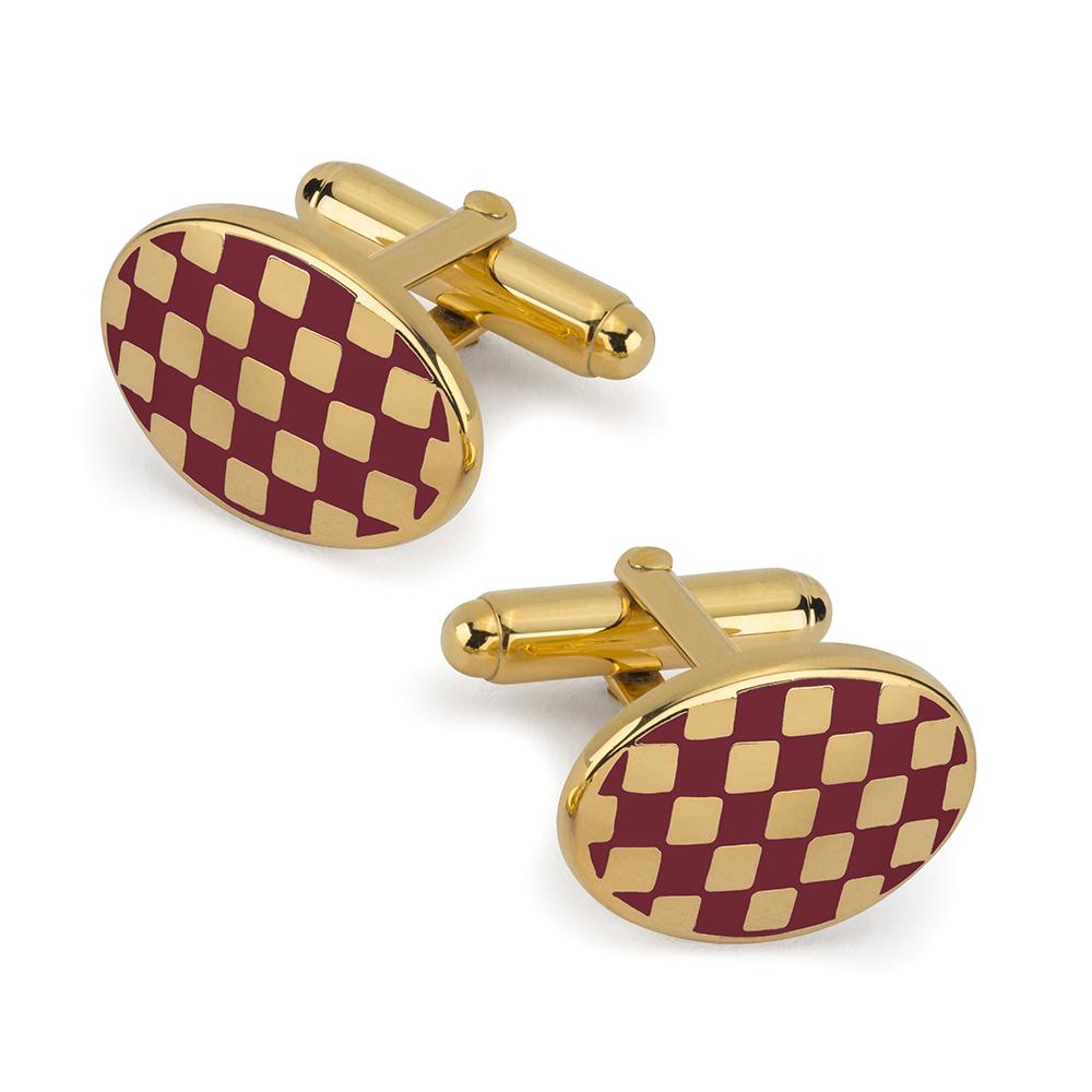 Checkerboard Cufflinks In Burgundy Enamel Cufflinks Not specified 