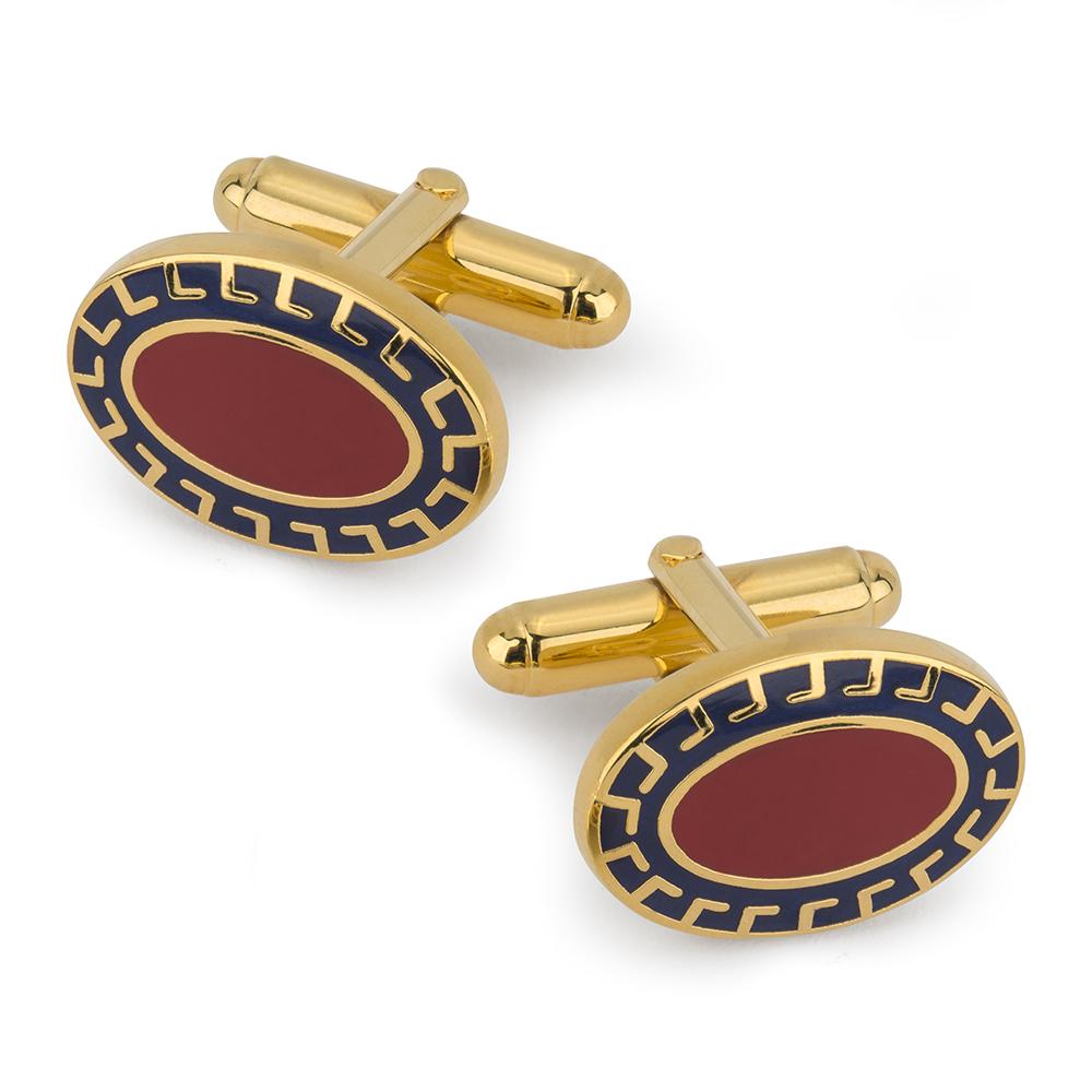 Ornate Cufflinks In Red And Blue Enamel Cufflinks Not specified 