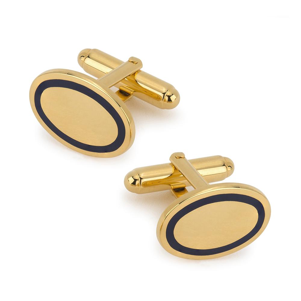 Gold Cufflinks With Navy Enamel Cufflinks Not specified 