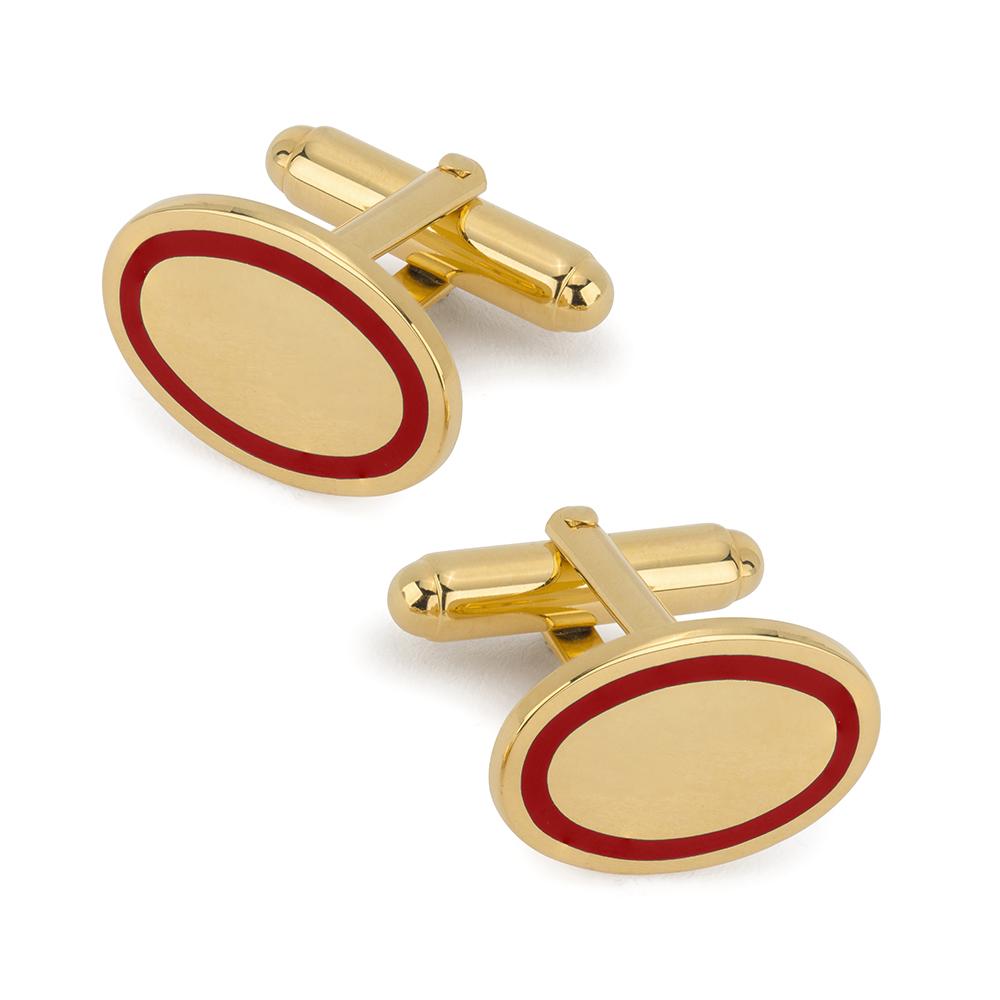 Gold Cufflinks With Red Enamel Cufflinks Not specified 