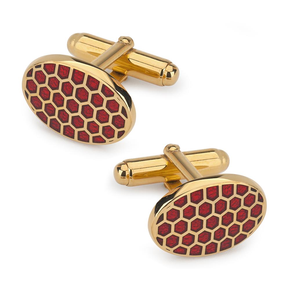 Honeycomb Cufflinks In Red Enamel Cufflinks Not specified 