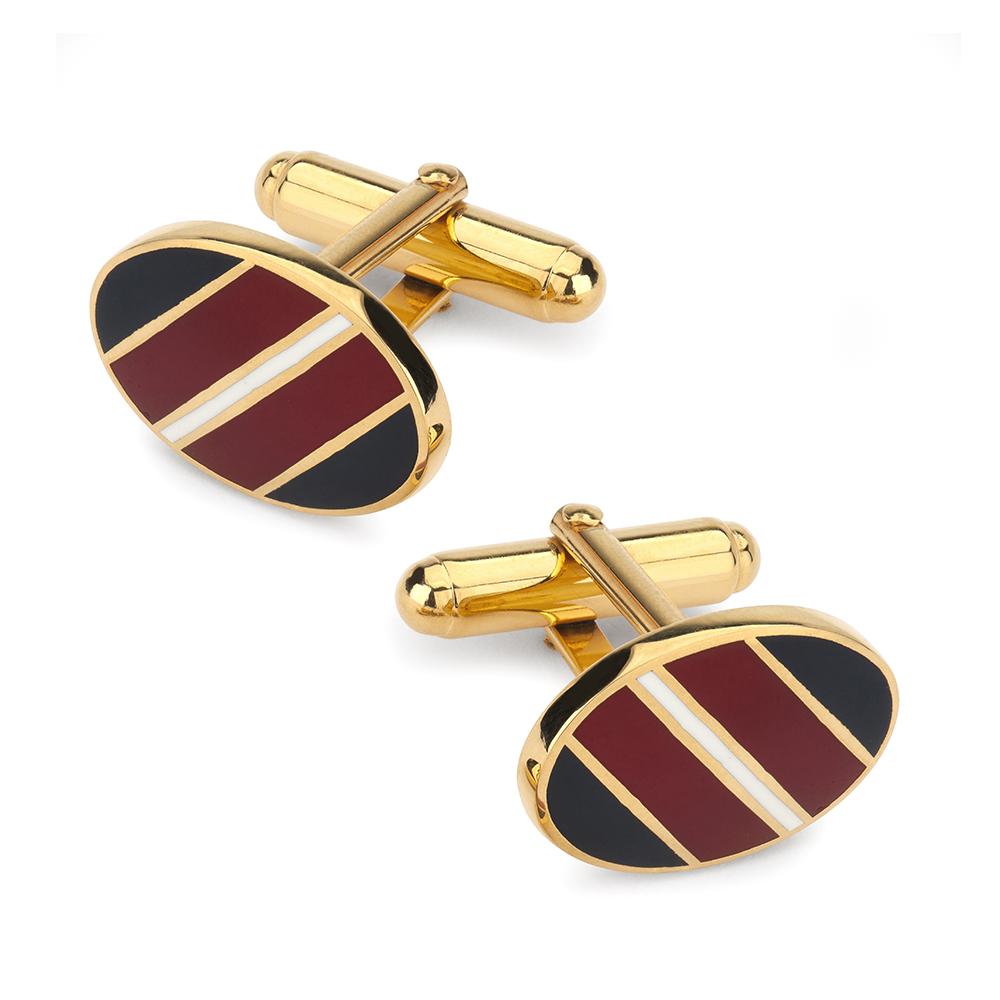 Wide Stripe Cufflinks In Navy And Red Enamel Cufflinks Not specified 
