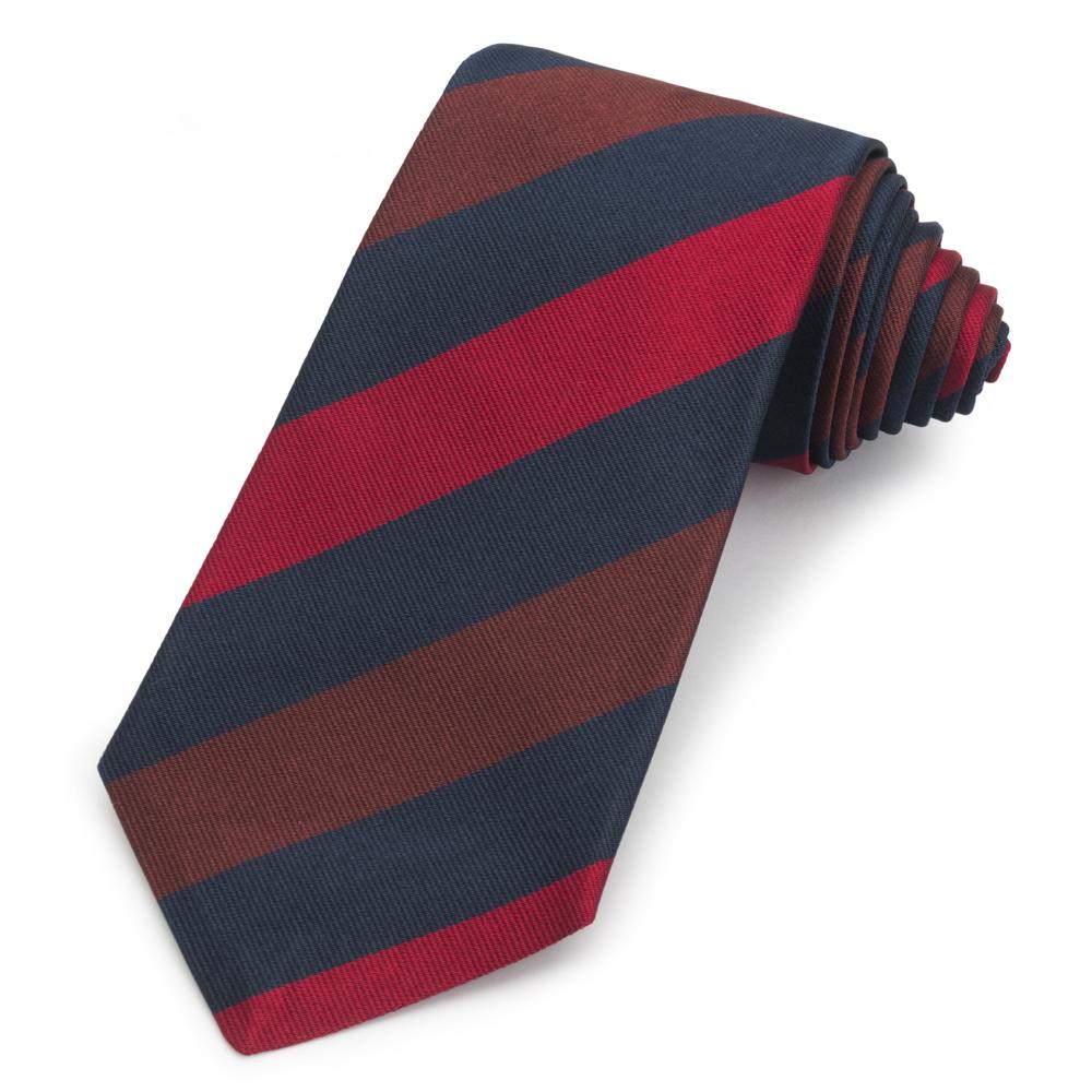 Winchester College (Old Wykehamist) Wide Stripe Three-Fold Silk Reppe Tie Neckwear Benson And Clegg 