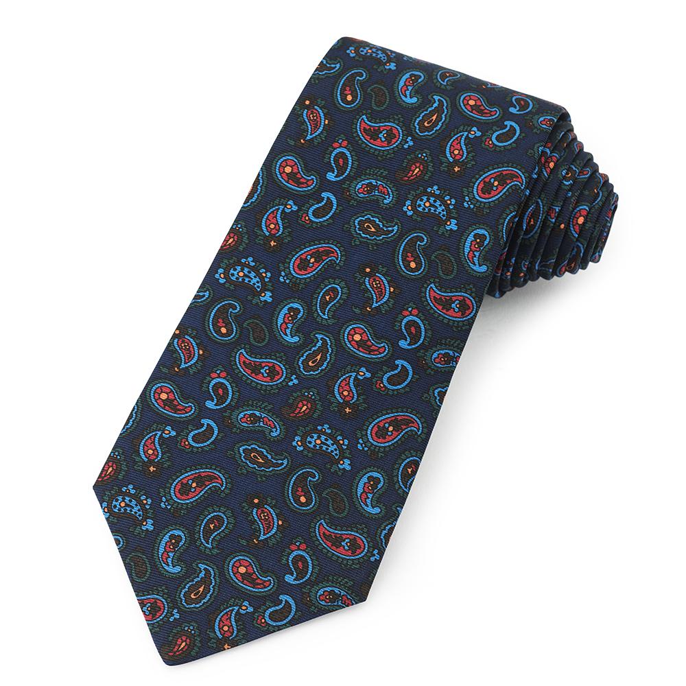 Paisley Ancient Madder Silk Tie In Navy Neckwear Benson And Clegg 