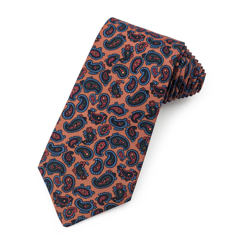 Paisley Ancient Madder Silk Tie In Mustard Neckwear Benson And Clegg 