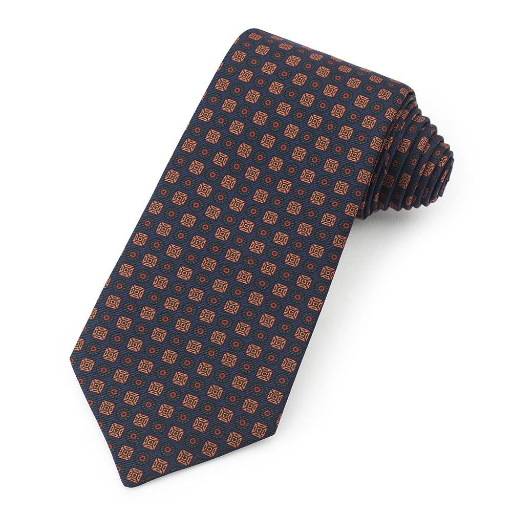 Square And Circle Ancient Madder Silk Tie In Navy Neckwear Benson And Clegg 