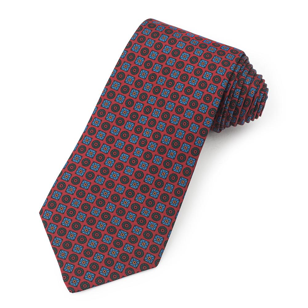 Square And Circle Ancient Madder Silk Tie In Red Neckwear Benson And Clegg 